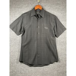 Hard Rock Cafe Button Up Shirt Men's Small Black Short Sleeve Houston Casual Bar
